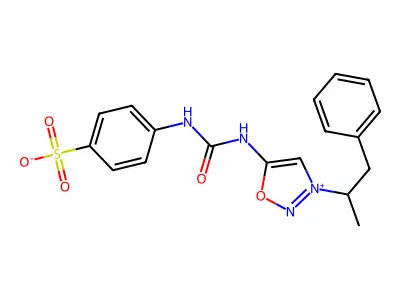 3-(alpha-Methylphenethyl)-N-((p-sulfophenyl)carbamoyl)sidnone imine dihydrate structure
