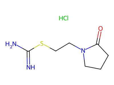 Carbamimidothioic acid, 2-(2-oxo-1-pyrrolidinyl)ethyl ester, monohydrochloride structure