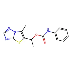 [(1R)-1-(6-methyl-[1,3]thiazolo[2,3-e][1,2,4]triazol-5-yl)ethyl] N-phenylcarbamate structure