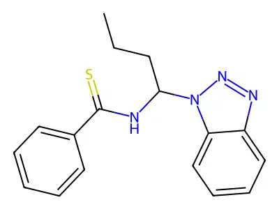 N-[1-(1H-1,2,3-Benzotriazol-1-yl)butyl]benzenecarbothioamide structure