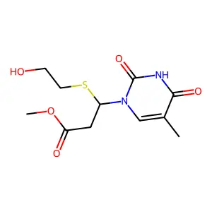 (R,S)-Methyl 3-((2-hydroxyethyl)thio)-3-thymin-1-yl-propanoate structure