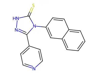 4-(naphthalen-2-yl)-3-(pyridin-4-yl)-1H-1,2,4-triazole-5(4H)-thione structure