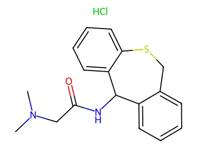 N-(6,11-Dihydrodibenzo(b,e)thiepin-11-yl)-2-(dimethylamino)acetamide monohydrochloride structure