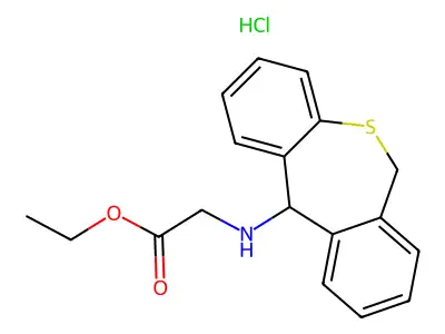 Glycine, N-(6,11-dihydrodibenzo(b,e)thiepin-11-yl)-, ethyl ester, hydrochloride structure