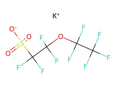 Potassium 1,1,2,2-tetrafluoro-2-(pentafluoroethoxy)ethane-1-sulfonate structure