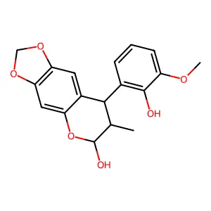 7,8-Dihydro-8-(2-hydroxy-3-methoxyphenyl)-7-methyl-6H-1,3-dioxolo(4,5-g)(1)benzopyran-6-ol structure