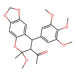 1-(7,8-Dihydro-6-methoxy-6-methyl-8-(3,4,5-trimethoxyphenyl)-6H-1,3-dioxolo(4,5-g)(1)benzopyran-7-yl)ethanone structure