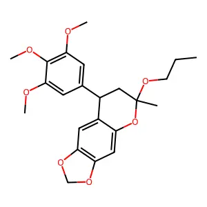 7,8-Dihydro-6-methyl-6-propoxy-8-(3,4,5-trimethoxyphenyl)-6H-1,3-dioxolo(4,5-g)(1)benzopyran structure