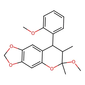 7,8-Dihydro-6-methoxy-8-(2-methoxyphenyl)-6,7-dimethyl-6H-1,3-dioxolo(4,5-g)(1)benzopyran structure