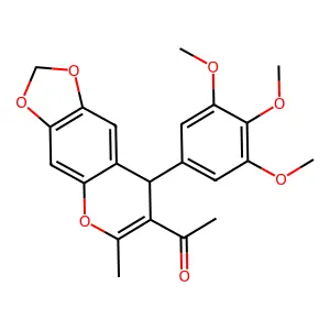 1-(6-Methyl-8-(3,4,5-trimethoxyphenyl)-8H-1,3-dioxolo(4,5-g)(1)benzopyran-7-yl)ethanone structure