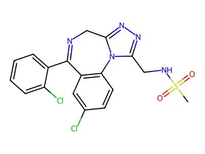 Methanesulfonamide, N-((8-chloro-6-(2-chlorophenyl)-4H-(1,2,4)triazolo(4,3-a)(1,4)benzodiazepin-1-yl)methyl)- structure