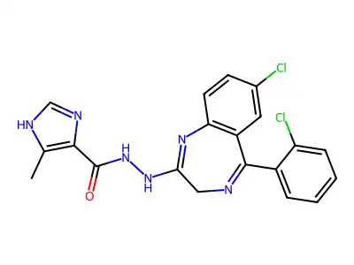1H-Imidazole-4-carboxylic acid, 5-methyl-2-(7-chloro-5-(2-chlorophenyl)-3H-1,4-benzodiazepin-2-yl)hydrazide structure