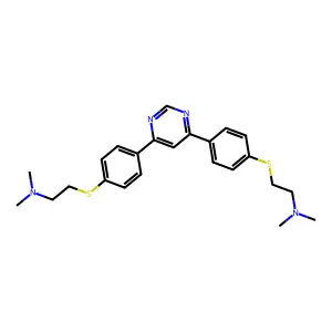 4,6-Bis(4'-((2''-(dimethylamino)ethyl)thio)phenyl)pyrimidine structure
