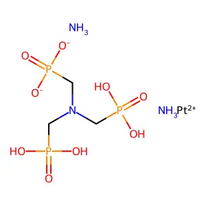 Aminotris(methylenephosphonato)diamminoplatinum (II) structure