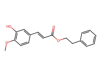 2-Phenylethyl 3-(3-hydroxy-4-methoxy-phenyl)prop-2-enoate structure