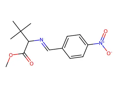 methyl 3,3-dimethyl-2-{[(E)-(4-nitrophenyl)methylidene]amino}butanoate structure