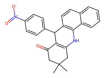 7-{4-nitrophenyl}-10,10-dimethyl-7,10,11,12-tetrahydrobenzo[c]acridin-8(9H)-one structure