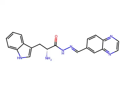 2-amino-3-(1H-indol-3-yl)-N-(quinoxalin-6-ylmethylideneamino)propanamide structure