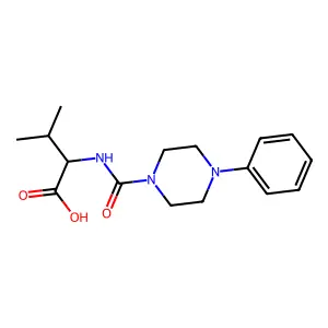(2S)-3-methyl-2-[(4-phenylpiperazine-1-carbonyl)amino]butanoic acid structure