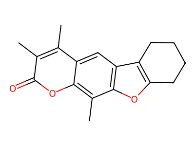 3,4,11-trimethyl-6,7,8,9-tetrahydro-2H-[1]benzofuro[3,2-g]chromen-2-one structure