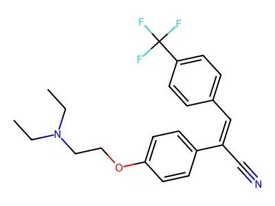 2-[4-(2-diethylaminoethyloxy)phenyl]-3-[4-(trifluoromethyl)phenyl]prop-2-enenitrile structure