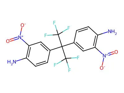 4-[2-(4-Amino-3-nitrophenyl)-1,1,1,3,3,3-hexafluoropropan-2-yl]-2-nitroaniline structure