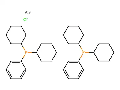 Chlorobis(dicyclohexylphenylphosphine)gold(I) structure