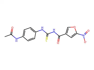 N-((4-Acetamidophenyl)thiocarbamoyl]-5-nitrofuran-3-carboxamide structure