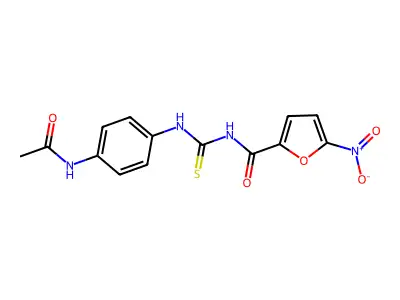 N-((4-Acetamidophenyl)thiocarbamoyl)-5-nitrofuran-2-carboxamide structure
