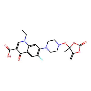N-((4-Methyl-5-methylene-2-oxo-1,3-dioxolan-4-yl)oxy)norfloxacin structure