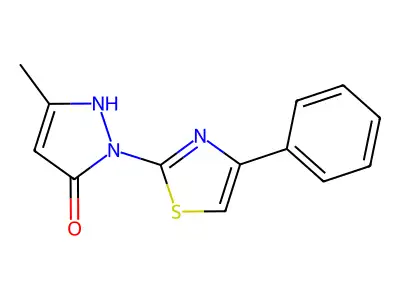 3-methyl-1-(4-phenyl-1,3-thiazol-2-yl)-1H-pyrazol-5-ol structure