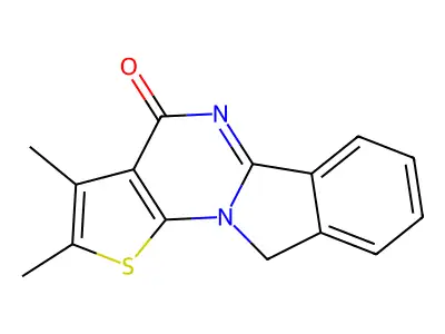 2,3-dimethylthieno[3',2':5,6]pyrimido[2,1-a]isoindol-4(10H)-one structure