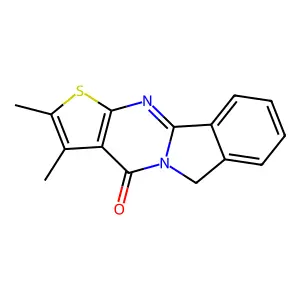 2,3-dimethylthieno[2',3':4,5]pyrimido[2,1-a]isoindol-4(6H)-one structure