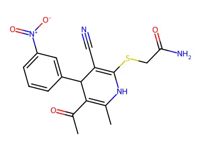 2-((5-Acetyl-3-cyano-1,4-dihydro-6-methyl-4-(3-nitrophenyl)-2-pyridinyl)thio)acetamide structure