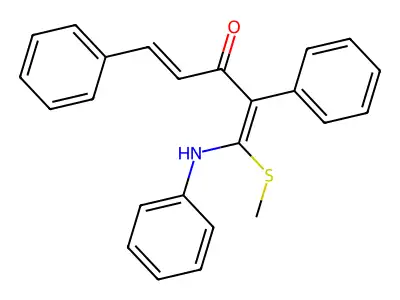 1-Anilino-1-methylsulfanyl-2,5-diphenylpenta-1,4-dien-3-one structure