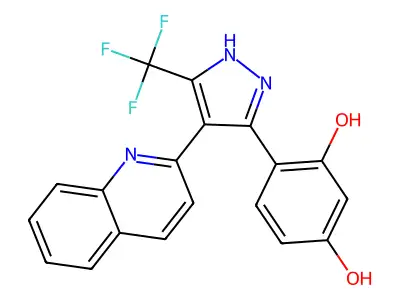 1,3-Benzenediol, 4-[4-(2-quinolinyl)-5-(trifluoromethyl)-1H-pyrazol-3-yl]- structure
