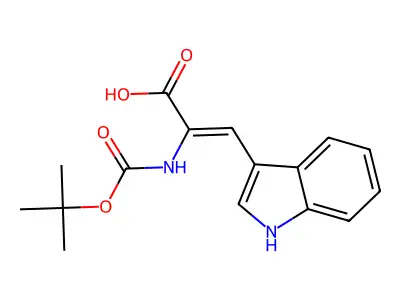 (E)-3-(1H-indol-3-yl)-2-[(2-methylpropan-2-yl)oxycarbonylamino]prop-2-enoic acid structure