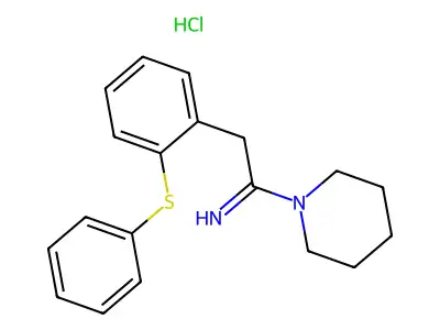 Piperidine, 1-(1-imino-2-(2-(phenylthio)phenyl)ethyl)-, monohydrochloride structure