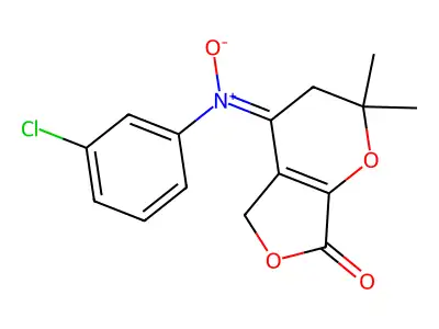 3,4-Dihydro-4-((3-chlorophenyl)imino)-2,2-dimethyl-7H-furo(3,4-b)pyran-7(5H)-one N-oxide structure