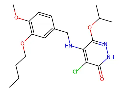3(2H)-Pyridazinone, 5-(((3-butoxy-4-methoxyphenyl)methyl)amino)-4-chloro-6-(1-methylethoxy)- structure
