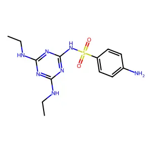 4-amino-N-[4,6-bis(ethylamino)-1,3,5-triazin-2-yl]benzenesulfonamide structure