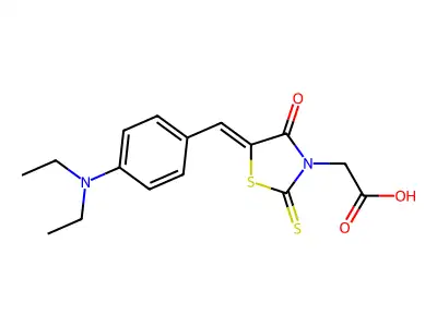 3-Carboxymethyl-5-(p-diethylaminobenzylidene)rhodanine structure