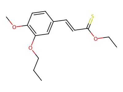 O-ethyl 3-(4-methoxy-3-propoxyphenyl)prop-2-enethioate structure