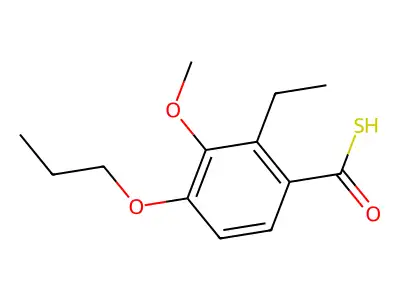 Benzoic acid, 3-methoxy-4-propoxythio-, O-ethyl ester structure