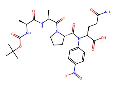 tert-Butoxycarbonyl-alanyl-alanyl-prolyl-glutamyl-4-nitroanilide structure