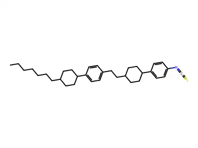 1-[4-(trans-4-Heptylcyclohexyl)phenyl]-2-[trans-4-(4-isothiocyanatophenyl)cyclohexyl]ethane structure