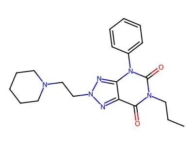 2H-1,2,3-Triazolo(4,5-d)pyrimidine-5,7(4H,6H)-dione, 4-phenyl-2-(2-(1-piperidinyl)ethyl)-6-propyl- structure