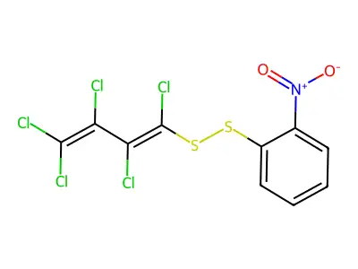 2-Nitrophenyl 1,2,3,4,4-pentachloro-1,3-butadienyldisulfide structure