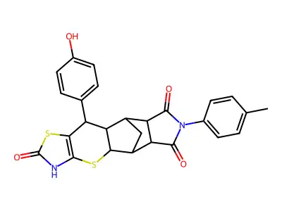 10-(4-hydroxyphenyl)-7-(4-methylphenyl)-3,4a,5,5a,8a,9,9a,10-octahydro-5,9-methano[1,3]thiazolo[5',4':5,6]thiopyrano[2,3-f]isoindole-2,6,8(7H)-trione structure