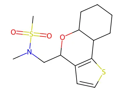 N-(5a,6,7,8,9,9a-hexahydro-4H-thieno[3,2-c]chromen-4-ylmethyl)-N-methylmethanesulfonamide structure